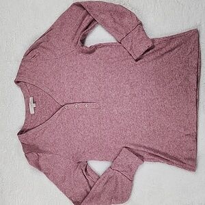 Loft Long Sleeve Ribbed Henley Super Soft Sweater